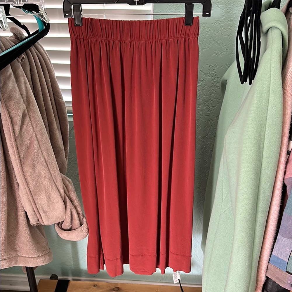 Elizabeth Suzann Silk Elegant Red Midi Skirt